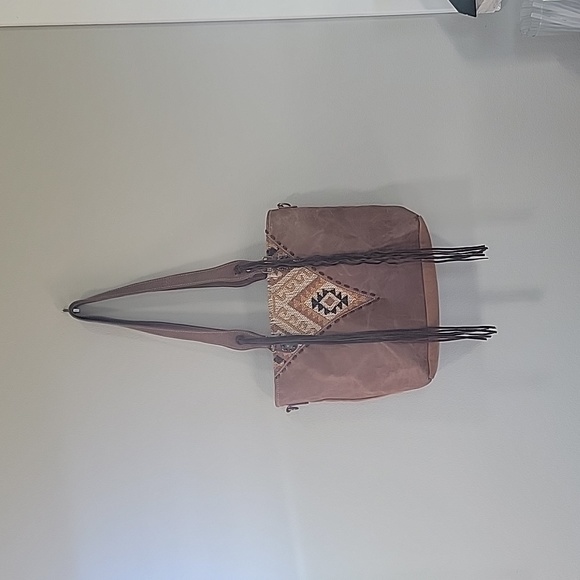 Myra Bag Southwest Geometric Aztec Pattern Canvas Leather Crossbody Purse